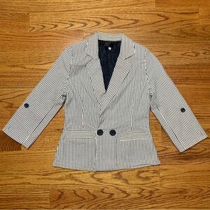 Vintage Seersucker Pinstripe Double Button Blazer | Size S